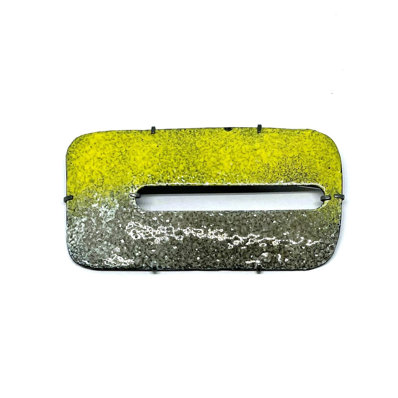 OvenWear: a kitchen landscape - Yellow/grey slot brooch Jewellery Catherine Large 