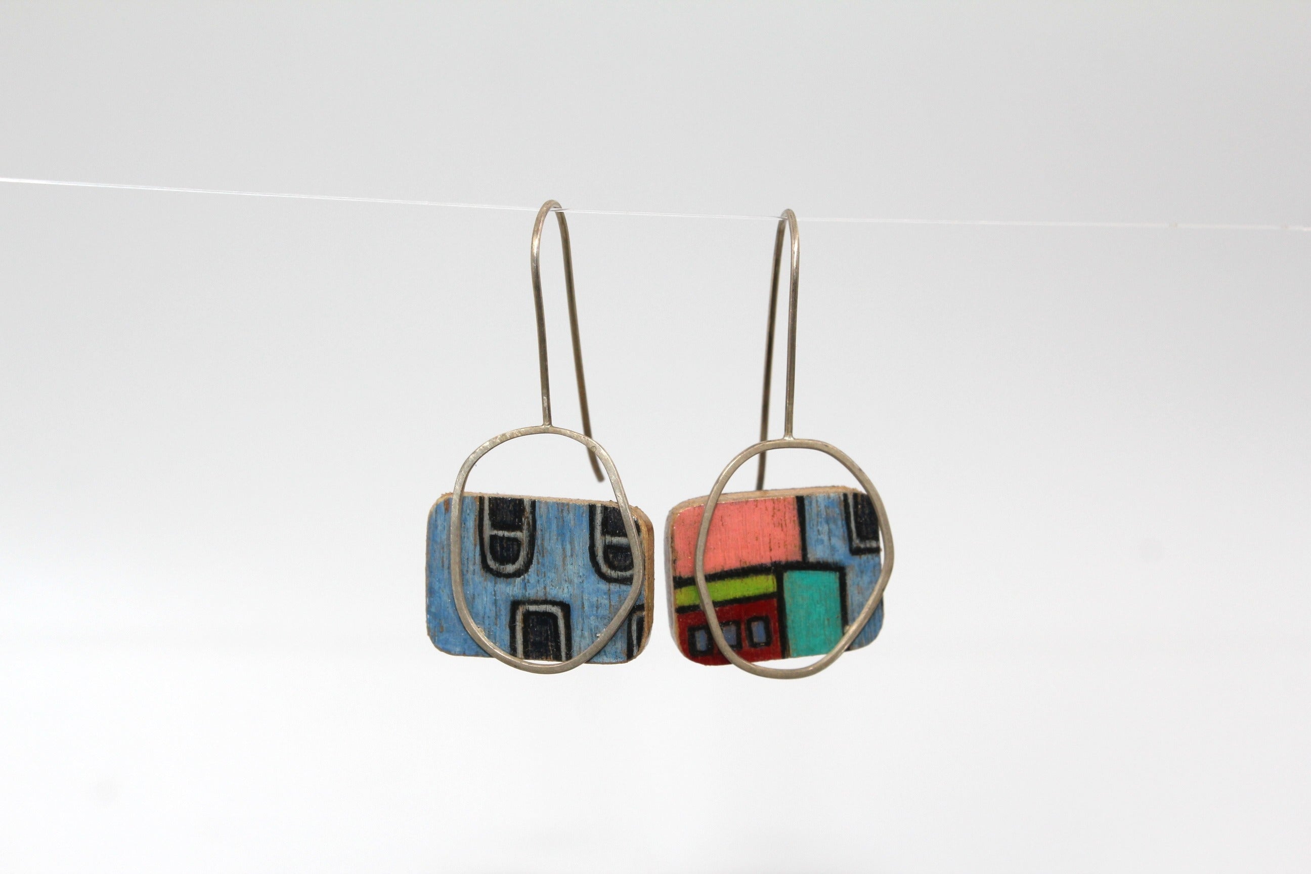 Painted Cityscape ply and silver Earrings Jewellery Chloe Waddell 