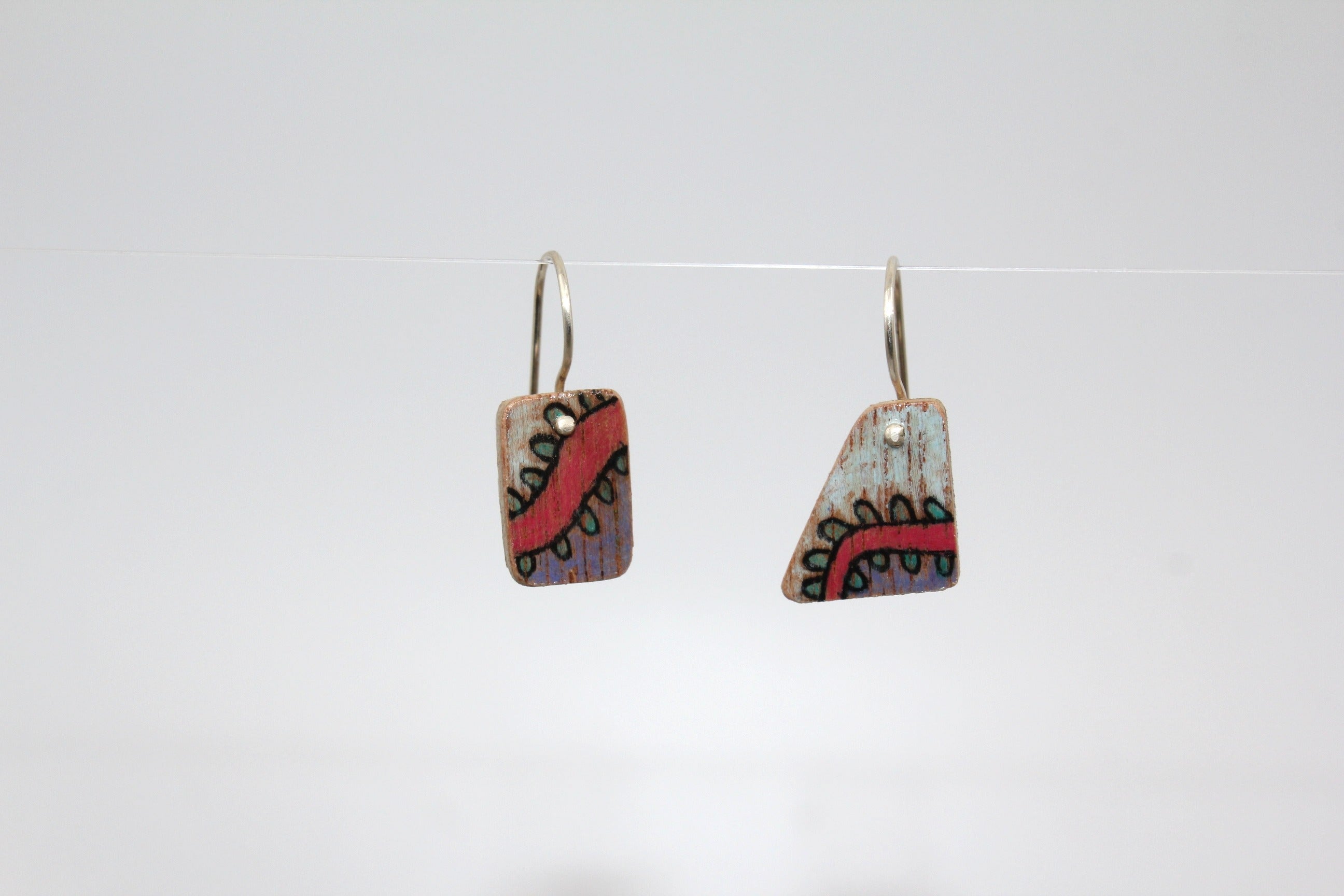 Painted Ply Earrings with Small Silver Hooks 1 Jewellery Chloe Waddell 