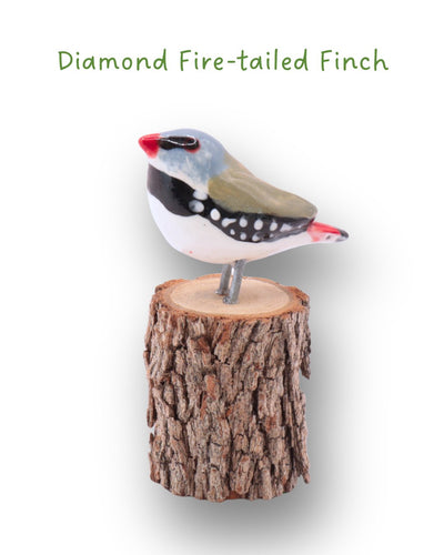 Mini-Bird Series Ceramics Green Bird Ceramics Diamond Fire-tailed Finch 