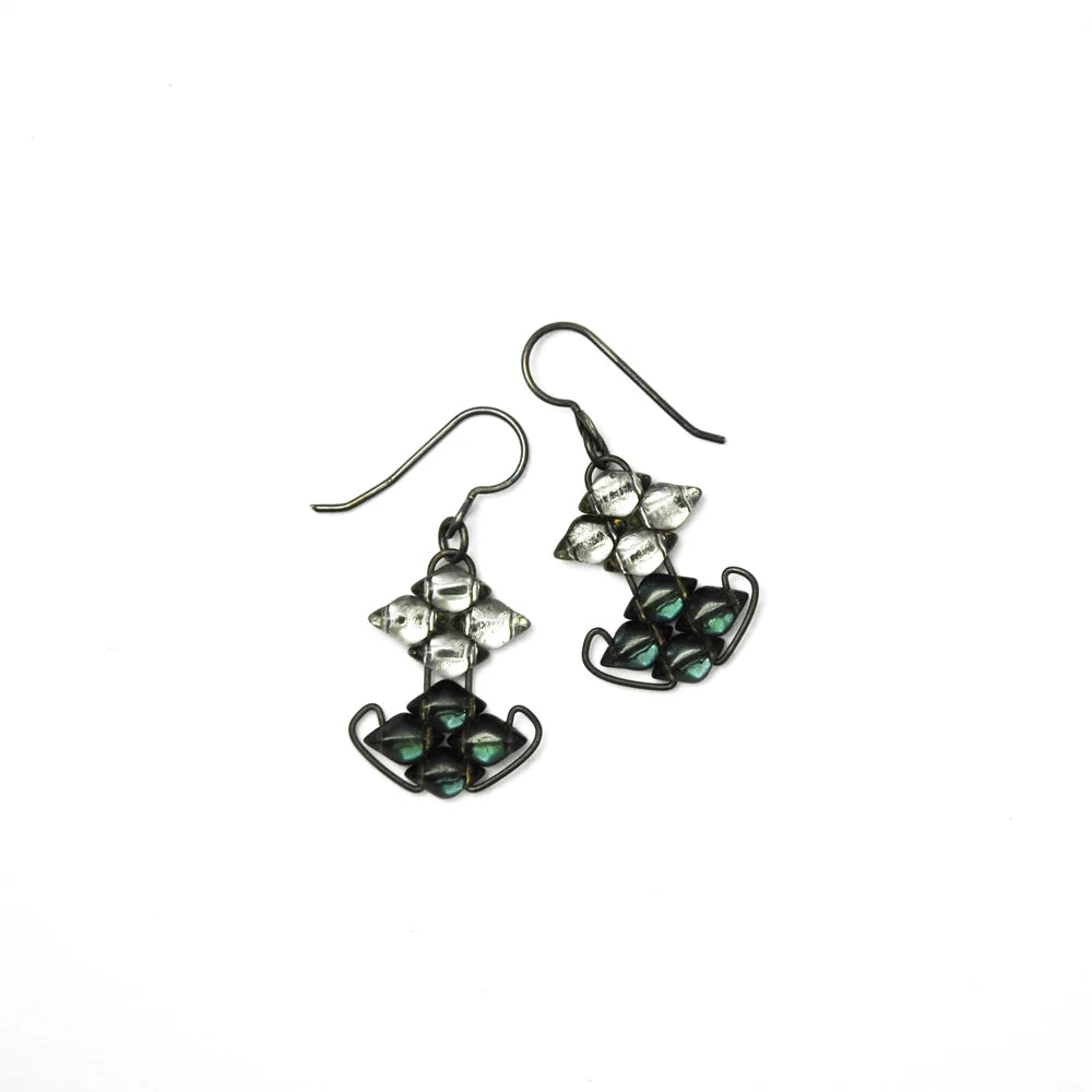 WIREWORK Double Horizontal Diamond Earrings