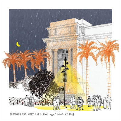 Square Craft Brisbane Greeting Card (various illustrations) Cards Alan Innes Brisbane. City Hall. 