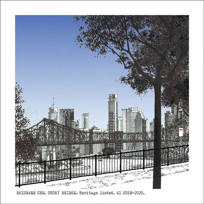 Square Craft Brisbane Greeting Card (various illustrations) Cards Alan Innes Brisbane. Story Bridge. 