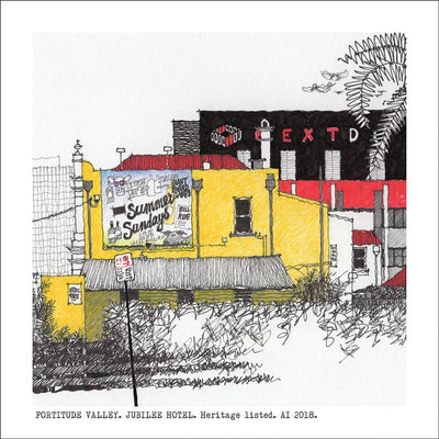 Square Craft Brisbane Greeting Card (various illustrations) Cards Alan Innes Fortitude Valley. Jubilee Hotel. 