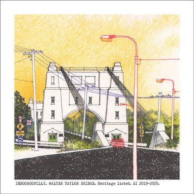 Square Craft Brisbane Greeting Card (various illustrations) Cards Alan Innes Indooroopilly. Walter Taylor Bridge. 