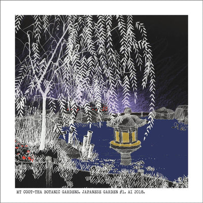 Square Craft Brisbane Greeting Card (various illustrations) Cards Alan Innes Mount Coot-tha. Botanic Garden. Japanese Garden #1. 