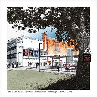 Square Craft Brisbane Greeting Card (various illustrations) Cards Alan Innes New Farm Park. Powerhouse. (Heritage Listed) 