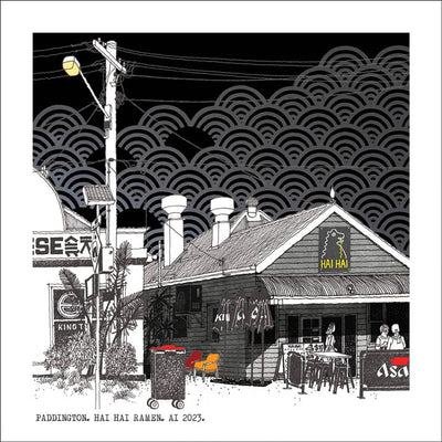 Square Craft Brisbane Greeting Card (various illustrations) Cards Alan Innes Paddington. Hai Hai Ramen. 