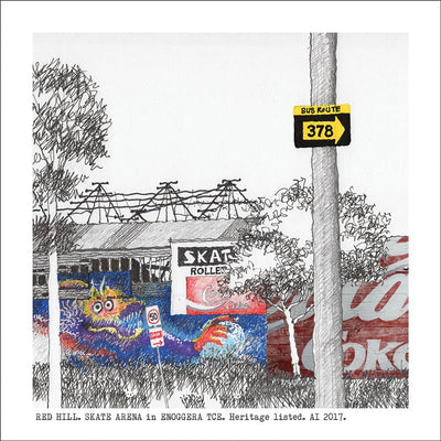 Square Craft Brisbane Greeting Card (various illustrations) Cards Alan Innes Red Hill. Skate Arena. 