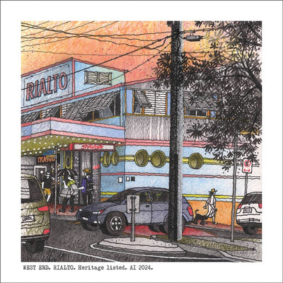 Square Craft Brisbane Greeting Card (various illustrations) Cards Alan Innes West End. Rialto. 