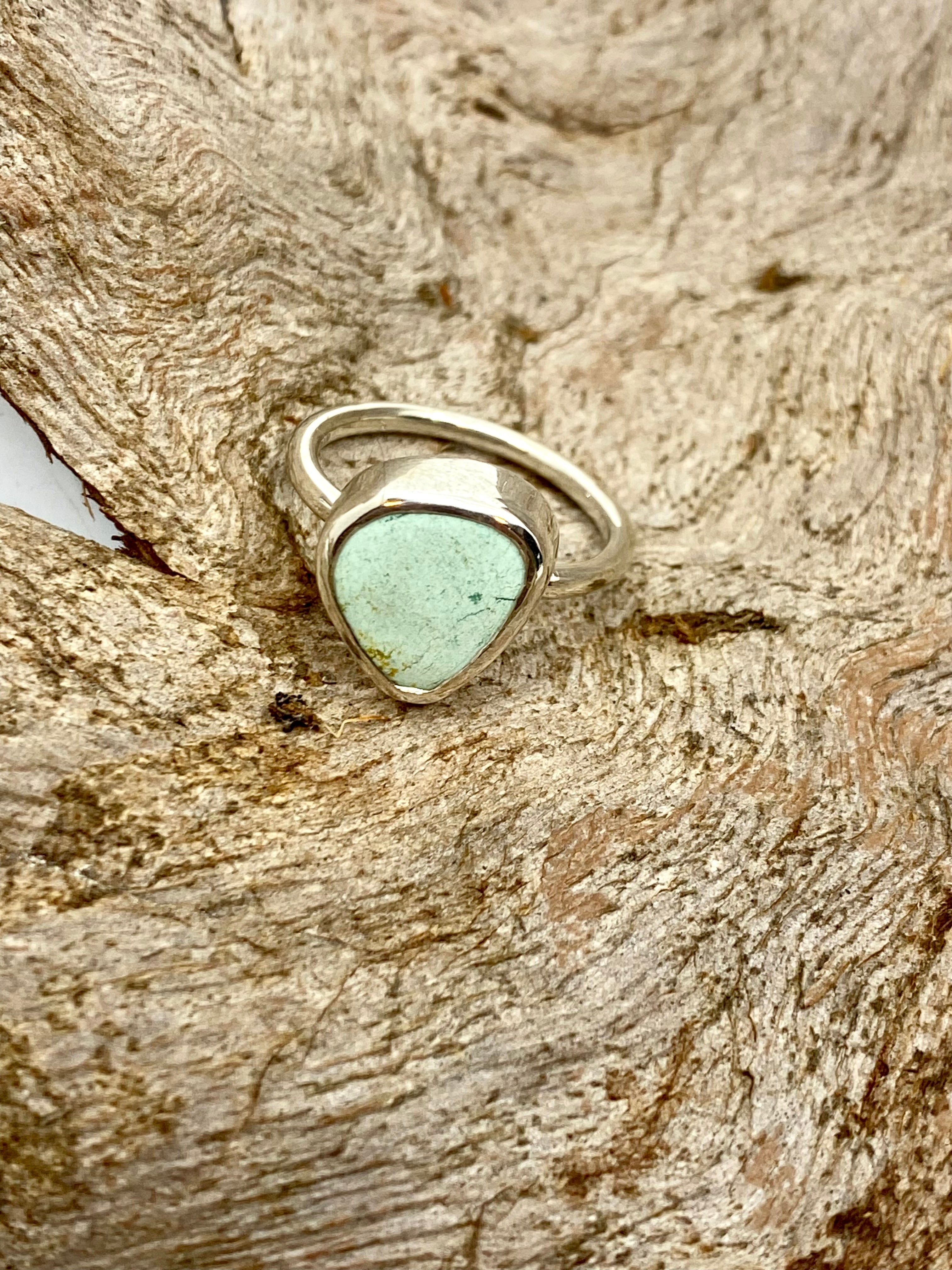 Freeform Australian Turquoise Ring Decorative Set - Sterling Silver - Size 7 or O
