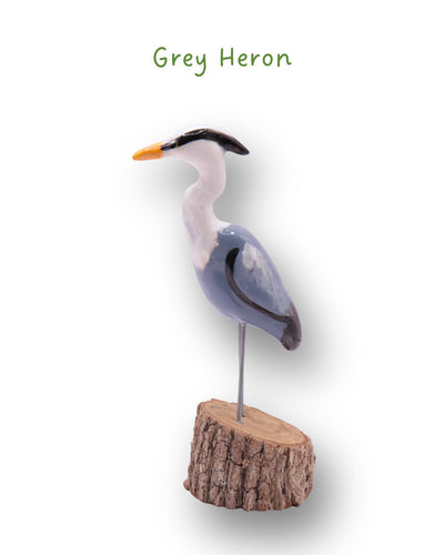 Mini-Bird Series Ceramics Green Bird Ceramics Grey Heron 