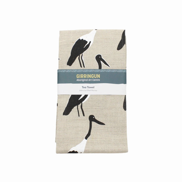 Tea Towel - Jabiru by Ethel Murray Textiles & Fibre Art Girringun Art Centre 