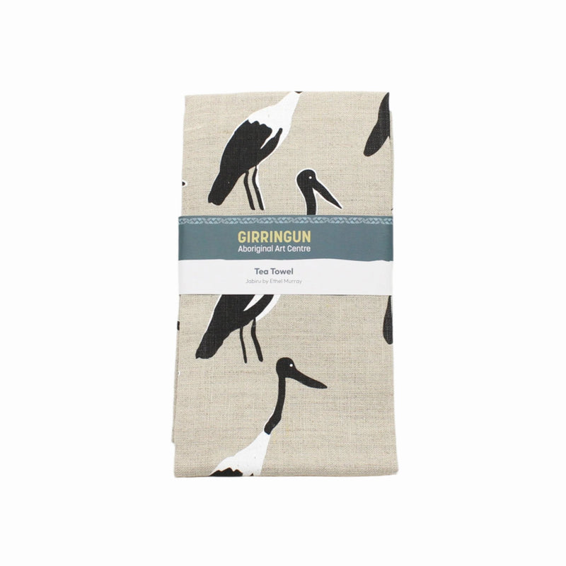 Tea Towel - Jabiru by Ethel Murray Textiles & Fibre Art Girringun Art Centre 