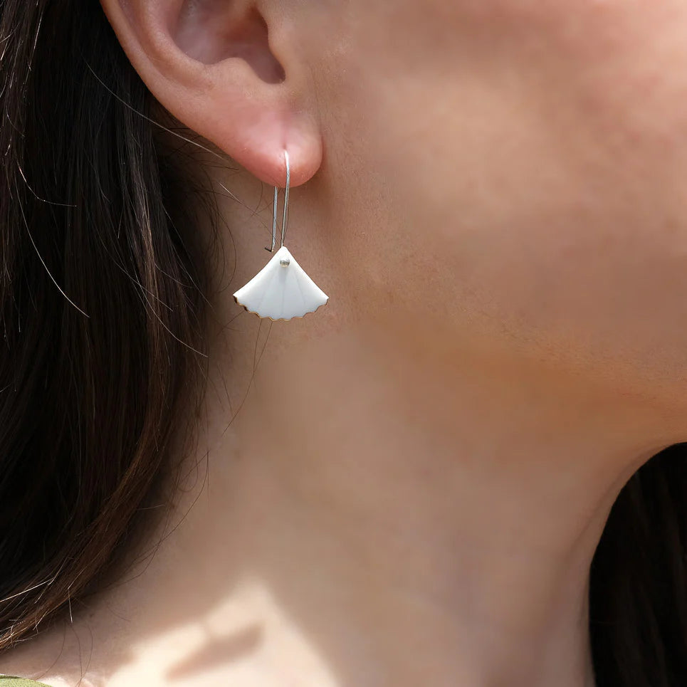 Mini Gingko Drop Earrings Jewellery Erin Lightfoot Blush 