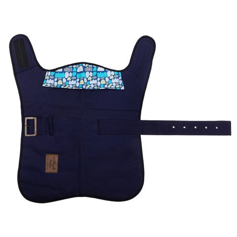 Oilskin Dog Coat Puli Puli Rocks (Blue) - Small Leather Ikuntji Artists 
