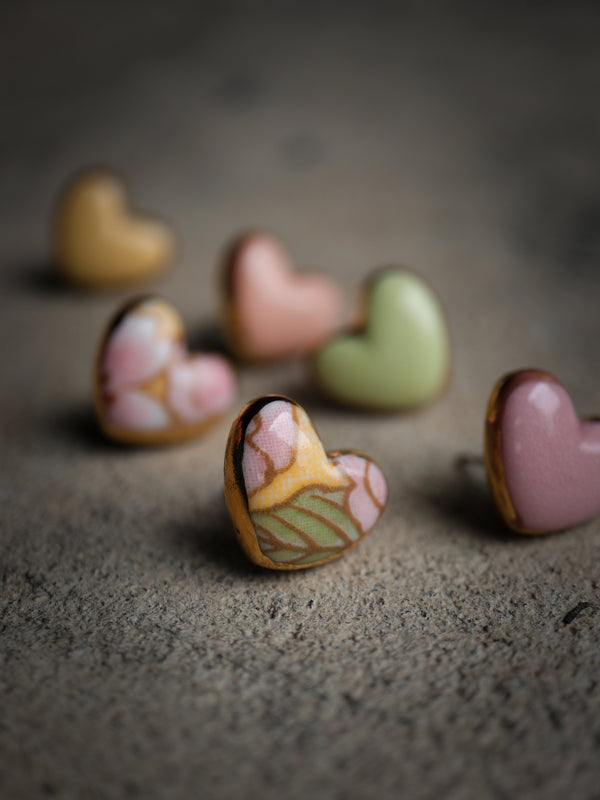 Porcelain Heart Stud Earrings Ceramics Julia Bramich Pink 