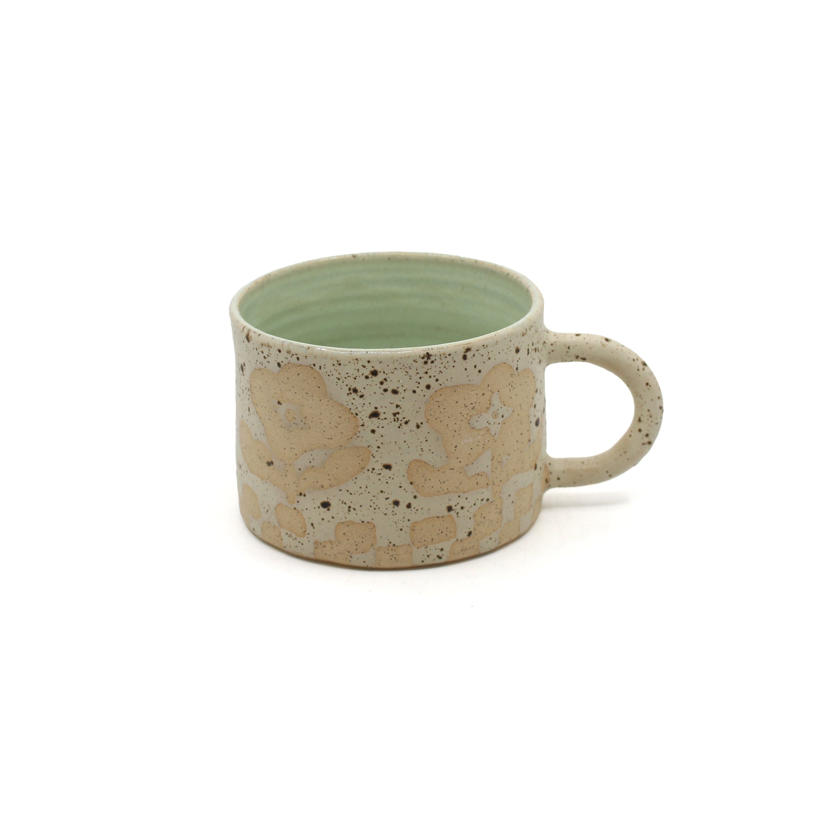 Wax resist flower coffee mug Ceramics D H Makers 