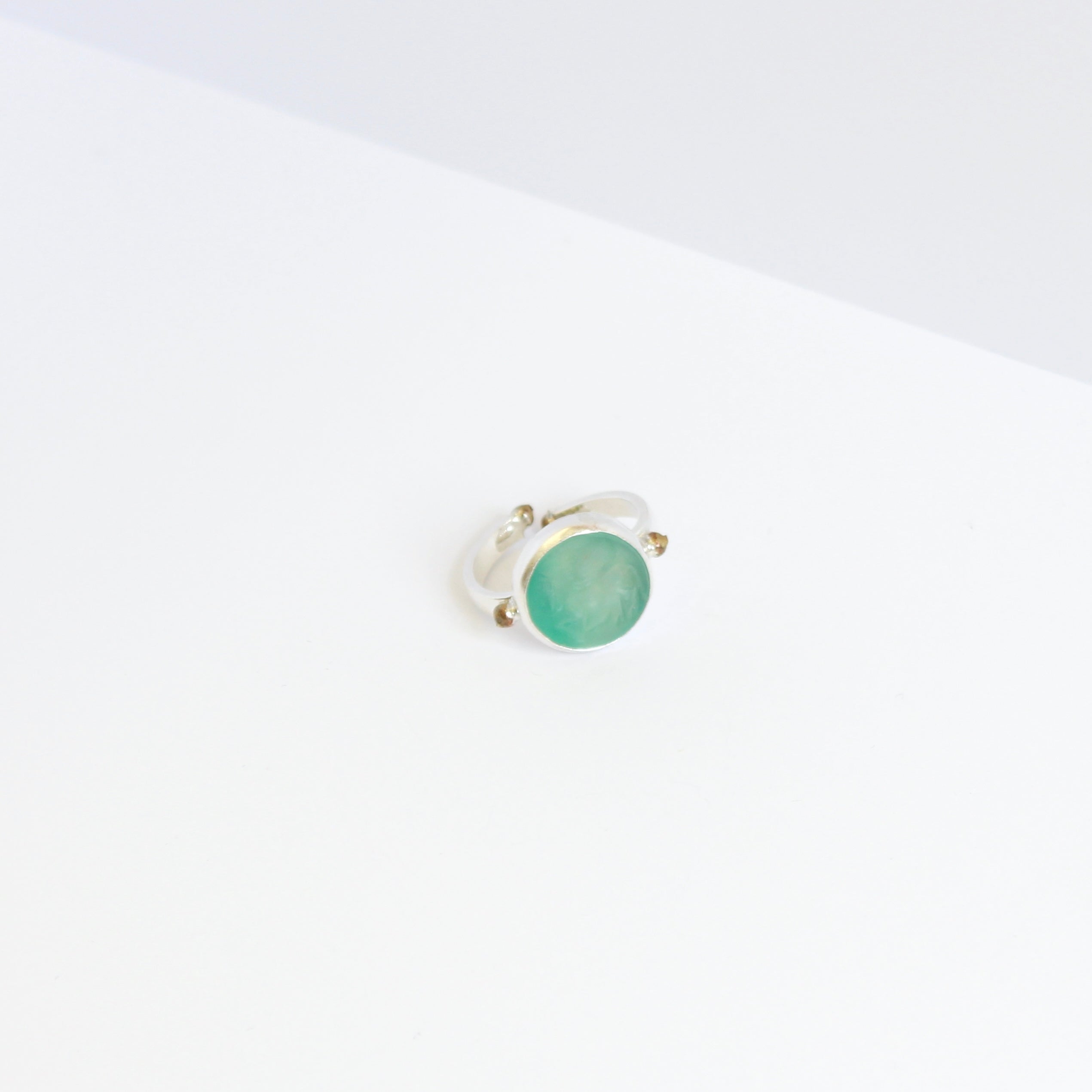 Silver Ring with Green Stone Jewellery ARTIZ Jewellery 