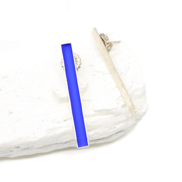 Deepest Blues River and Reflection Asymmetrical Earrings Jewellery Mari Hirata 