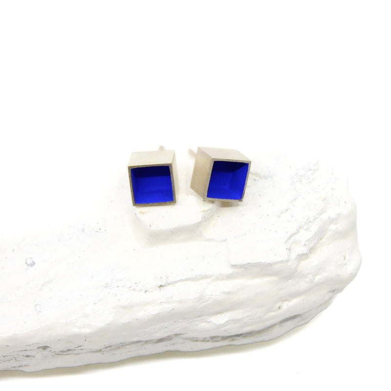 Deepest Blues Cube Studs Jewellery Mari Hirata 