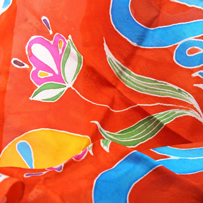 100% Silk habotai scarf - red with vase and snake Jewellery Kimi Schieren 