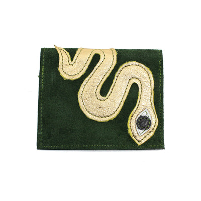 Card Wallet Textiles & Fibre Art Kimi Schieren Yellow Snake on Green 