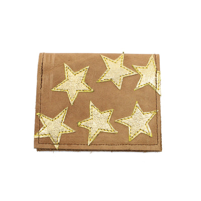 Card Wallet Textiles & Fibre Art Kimi Schieren Yellow Stars on Brown 