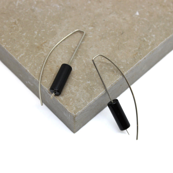 Geo; Silver; Onyx Barrel Jewellery Two Plums Design 