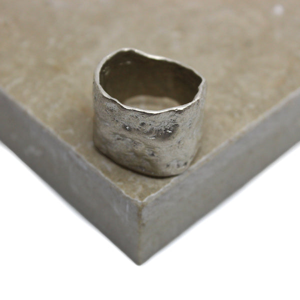 Wide Volcanic Texture Ring Jewellery Two Plums Design 