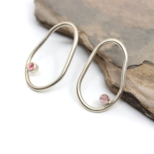 Organic Round Tourmaline Stud Jewellery Two Plums Design 