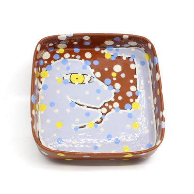 Square Dish Ceramics Caitlin Sheedy & Pru Morrison Blue Man 