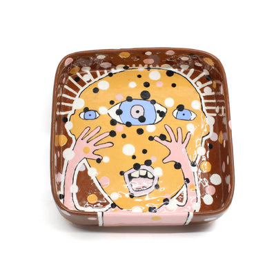 Square Dish Ceramics Caitlin Sheedy & Pru Morrison Three-eyed Man 