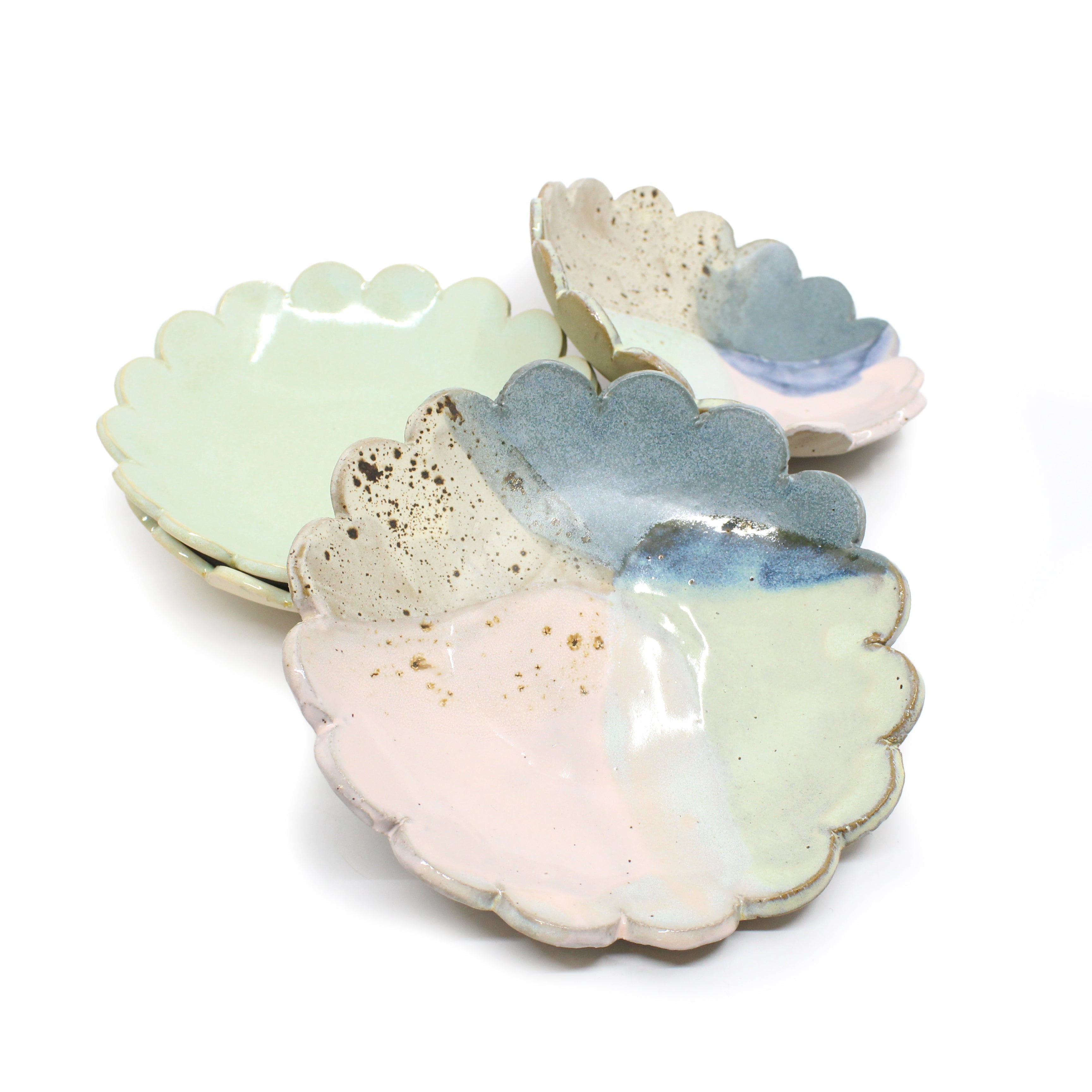 Colour splash and pastel teal bowls Ceramics D H Makers 