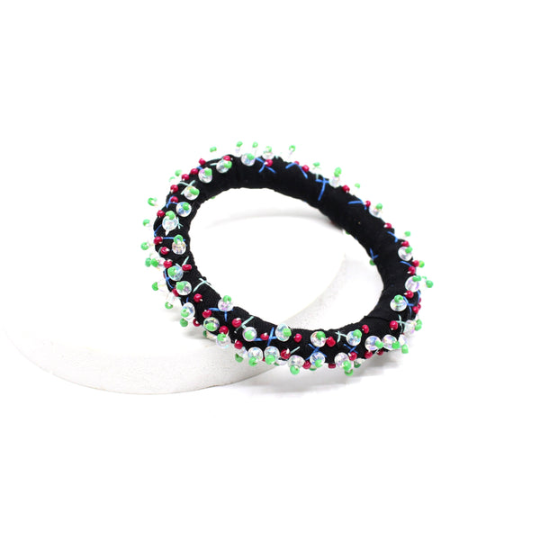 Black Blue Pink Thick Bangle Jewellery sewn 