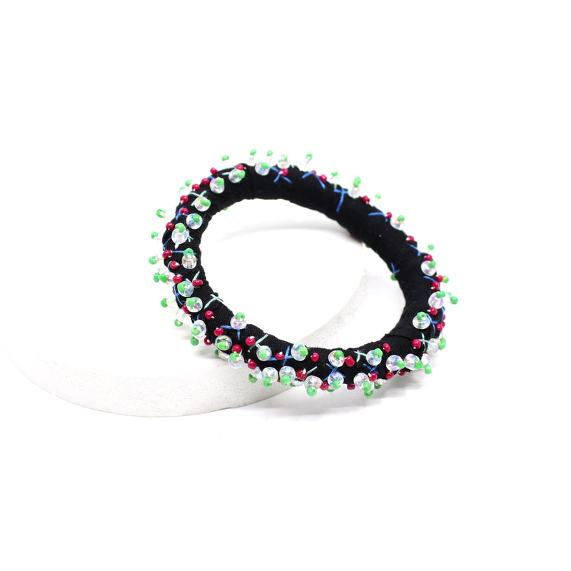 Black Blue Pink Thick Bangle Jewellery sewn 