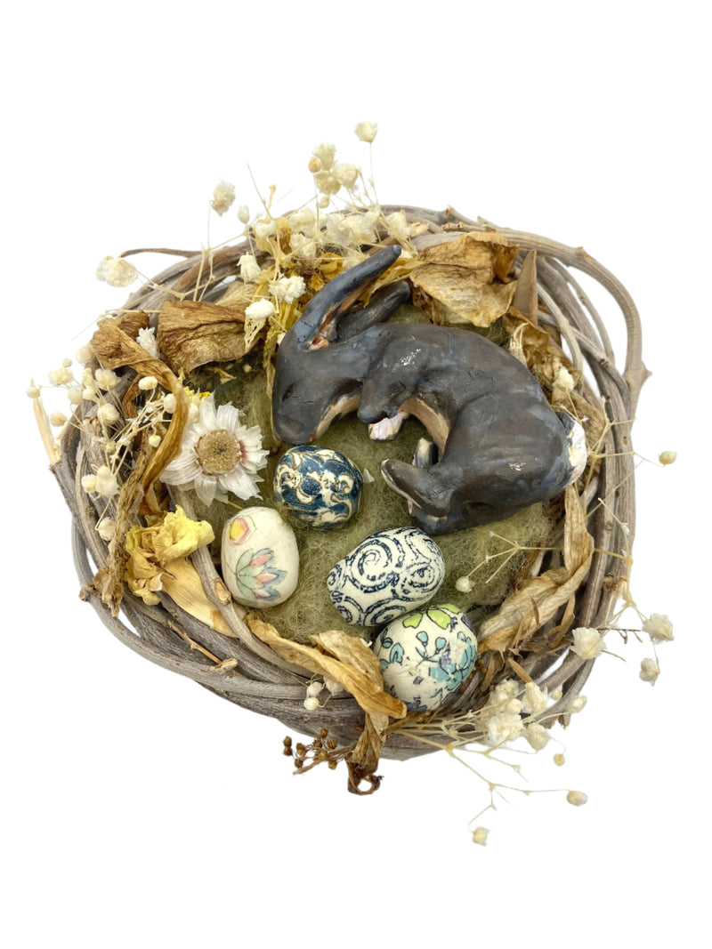 Rabbit in Nest Ceramics Carys Martin Ceramics 