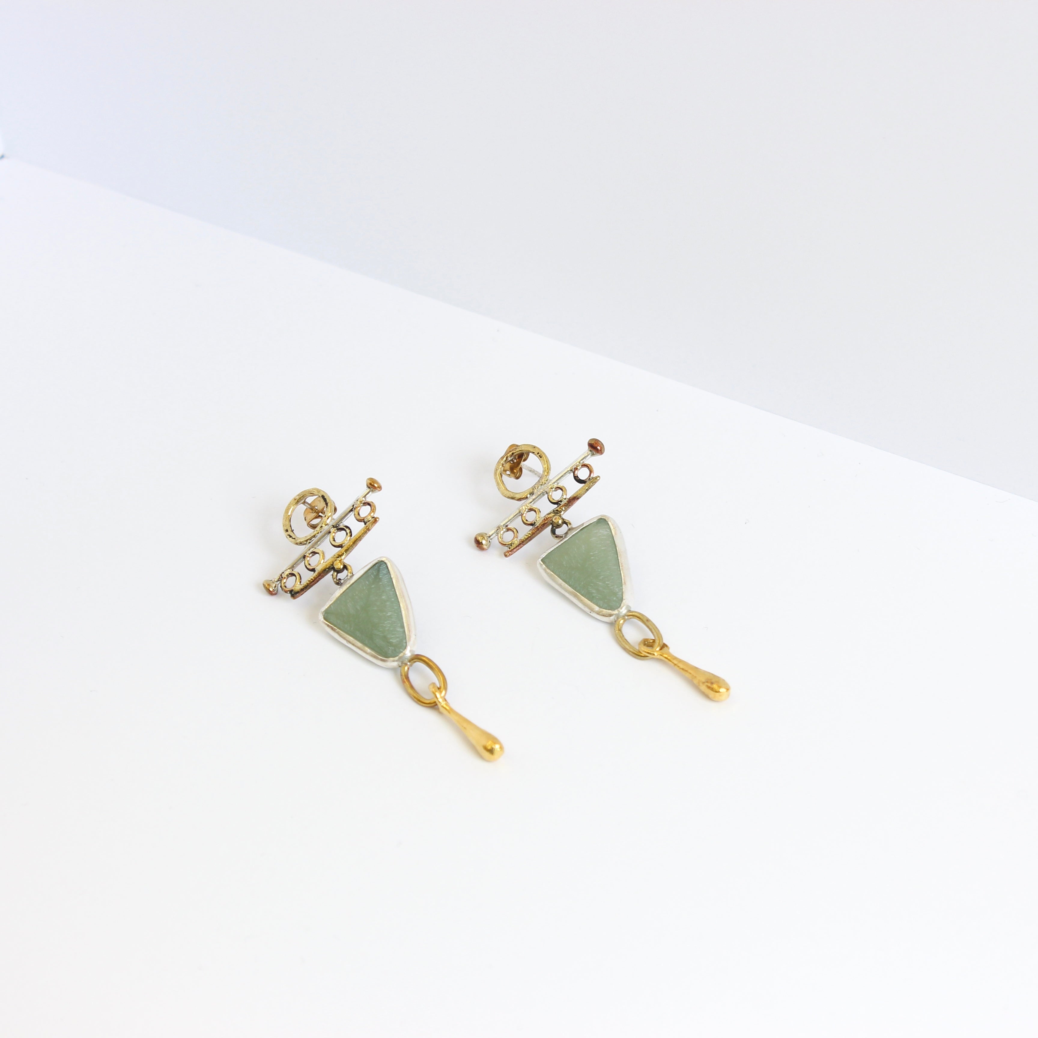 Silver, Bronze and Jade Earrings Jewellery ARTIZ Jewellery 