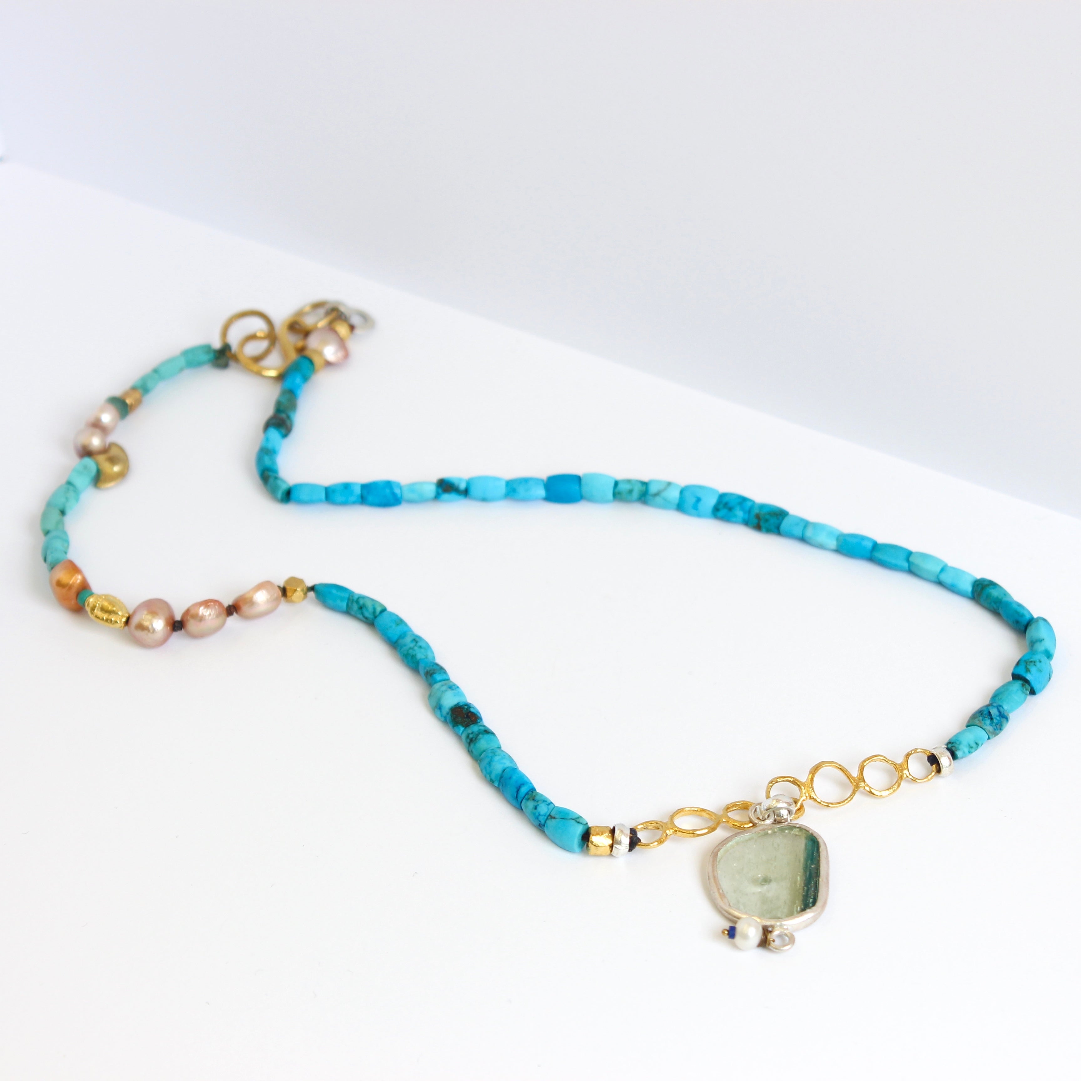 Turquoise, Pink Pearl Necklace Jewellery ARTIZ Jewellery 