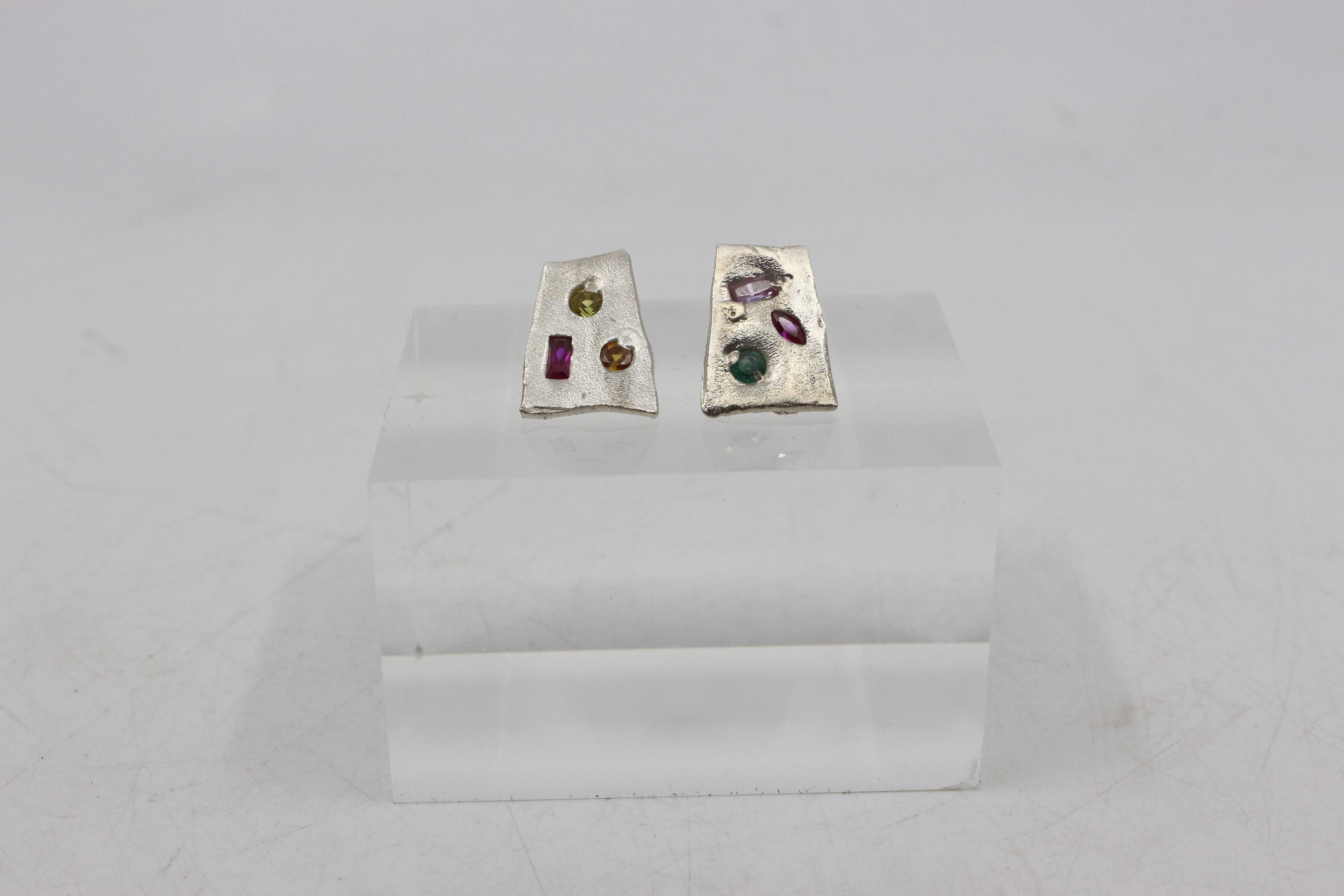 Sapphire, Ruby and Emerald Earrings