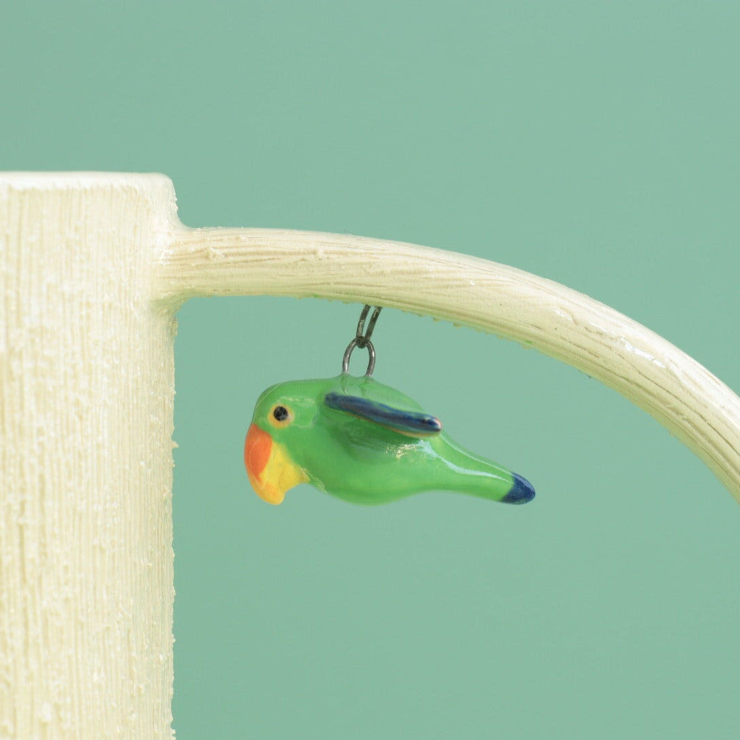 Flying Parakeet Mug Ceramics Green Bird Ceramics 
