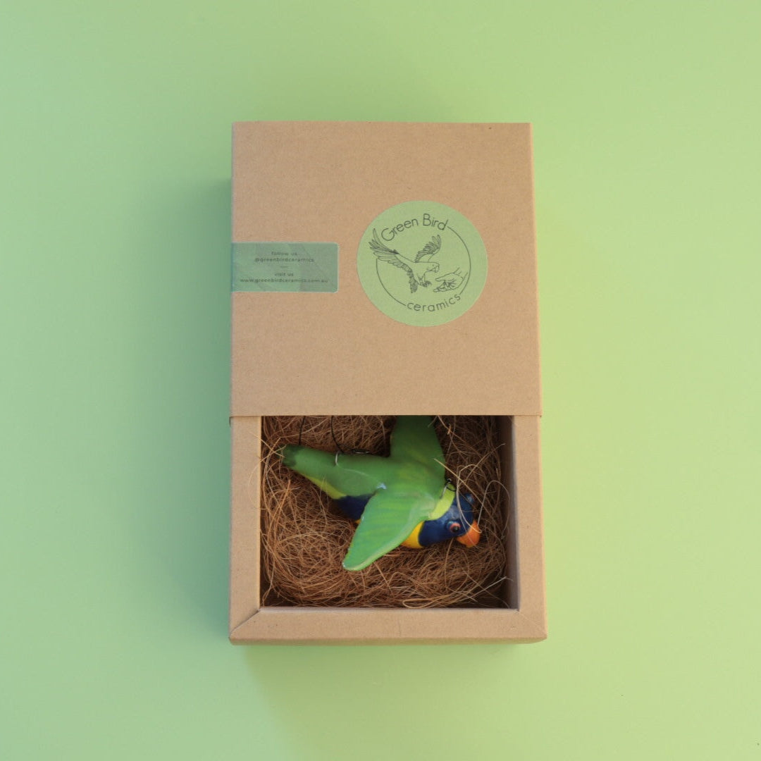 Flying Lorikeet Ceramics Green Bird Ceramics 
