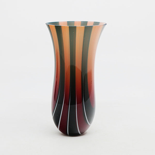 Vessel in Steel Blue, White & Overlay Colour Glass Brendan Eilola Garnet Red 