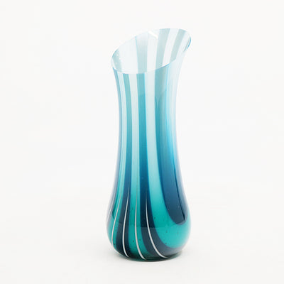 Vessel in Steel Blue, White & Overlay Colour Glass Brendan Eilola Peacock Blue 