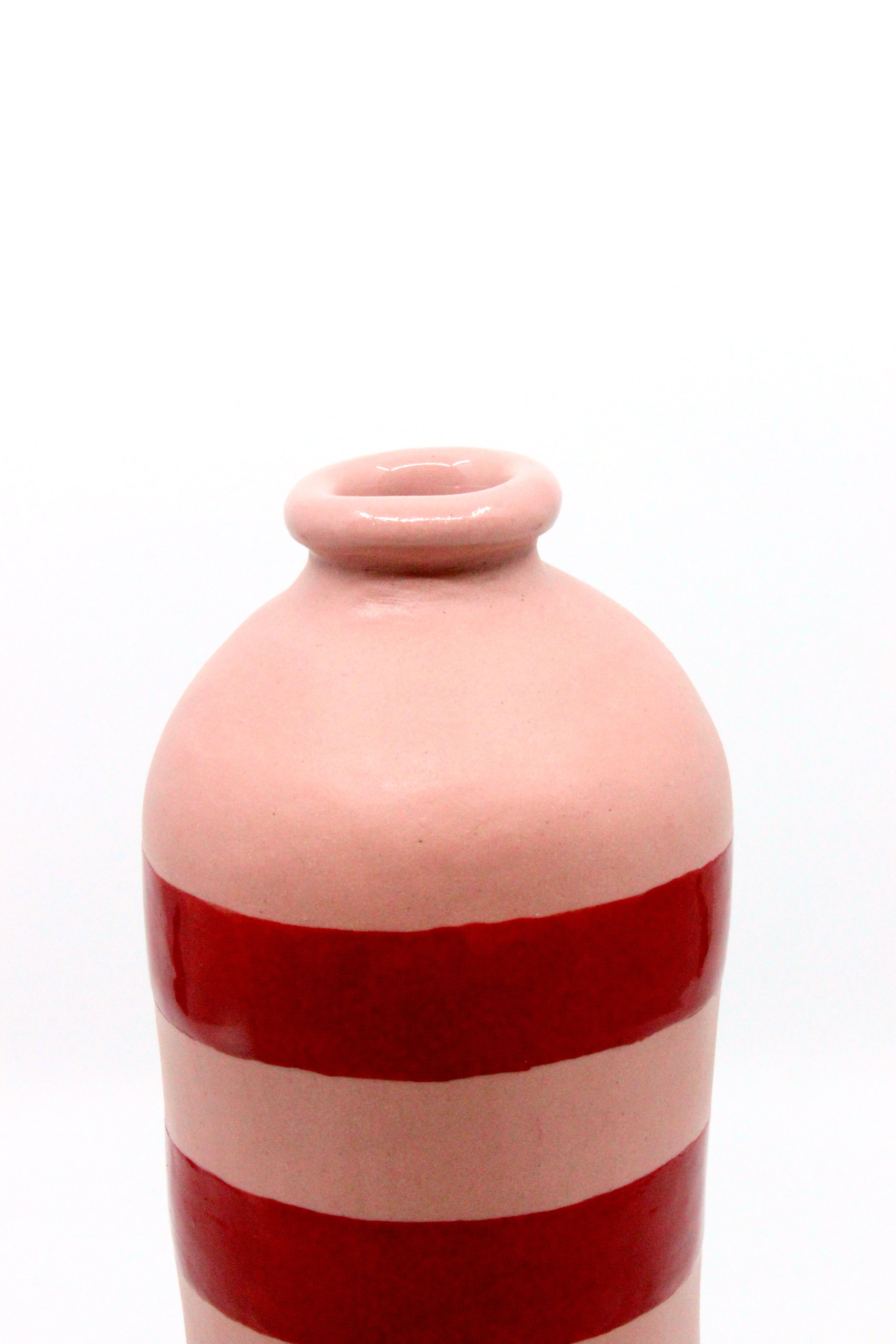 Pink and Red Striped Bottle