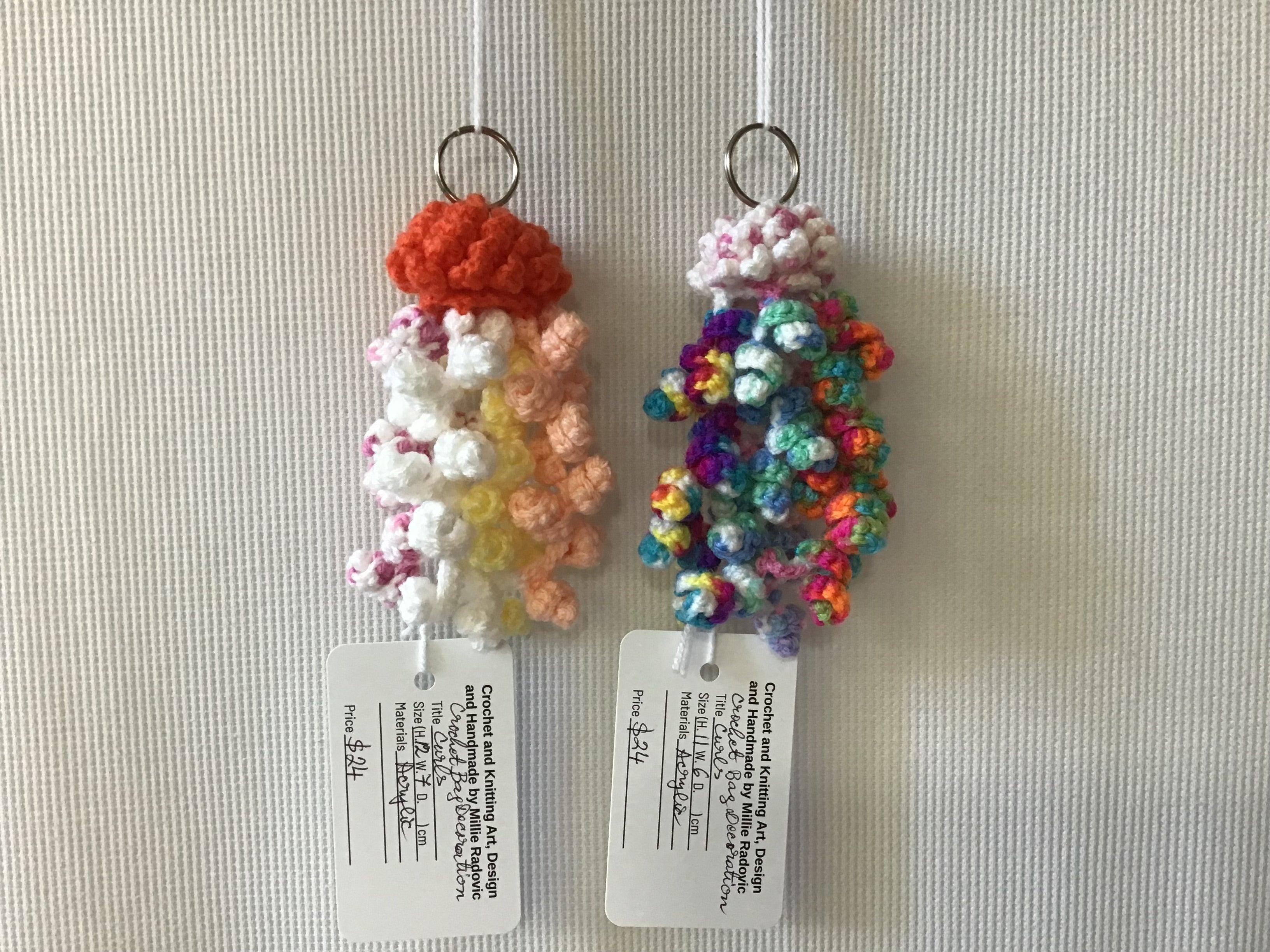 Crocheted Bag Decoration, Curls/Pastel colours Textiles & Fibre Millie Radovic #1 