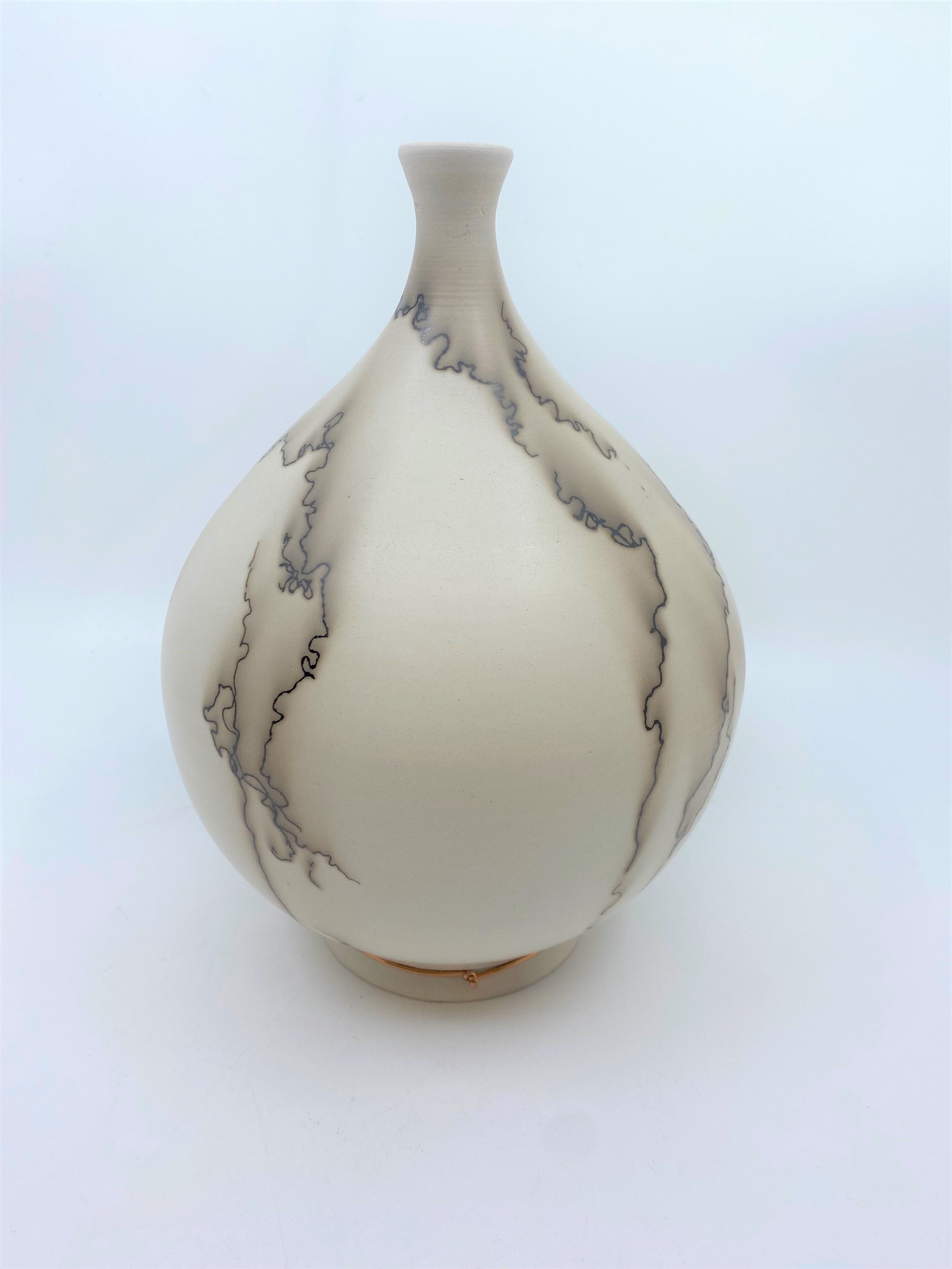 Medium Horse Hair Fired Vase Ceramics John Brighenti 