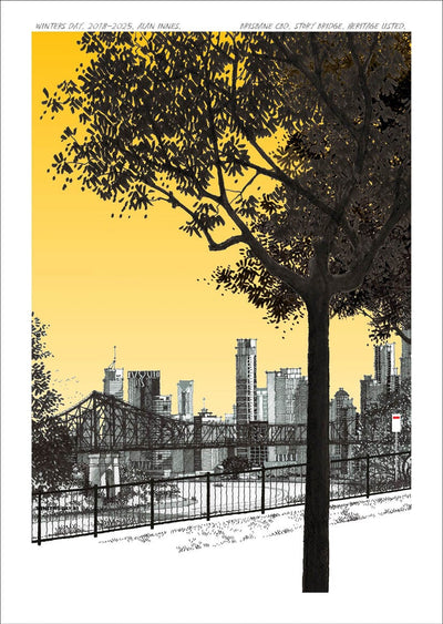 Jumbo A4 Card Brisbane (various illustrations) Cards Alan Innes Brisbane CBD. Story Bridge. 