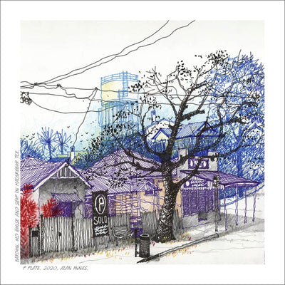 Jumbo Card Brisbane Cards Alan Innes Bardon. Old House and Shop in MacGregor Terrace. 