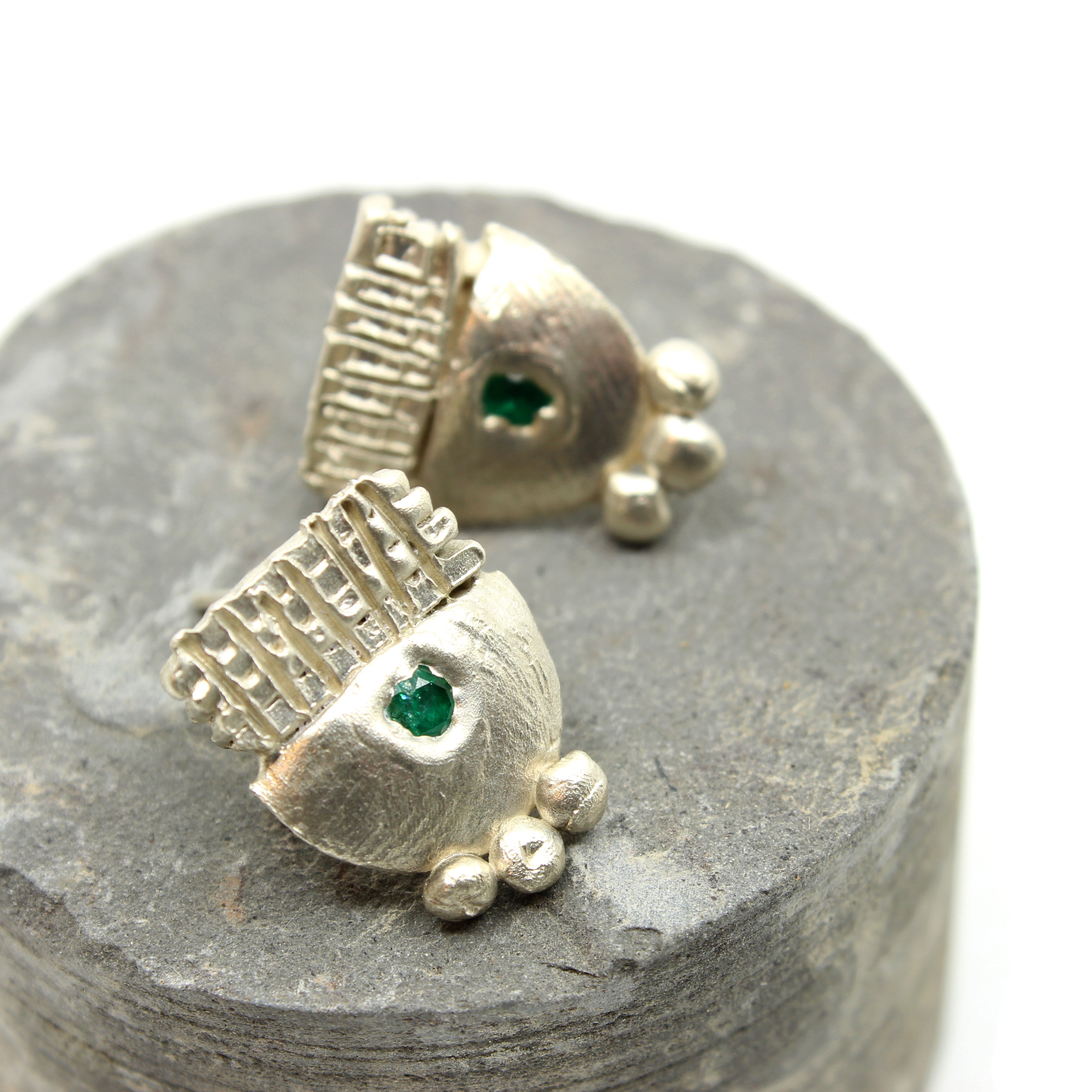 Emeralds in Sterling Silver Studs